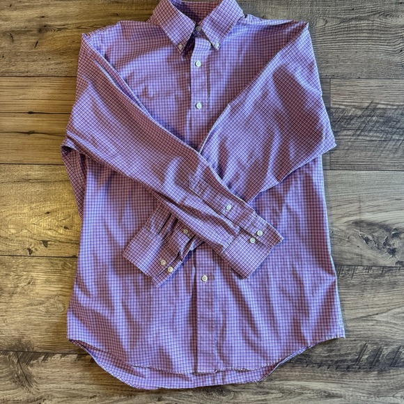 Ralph Lauren Men Pink Gingham Slim Fit Stretch Button Shirt 16.5 34/35 Preppy - Picture 4 of 8